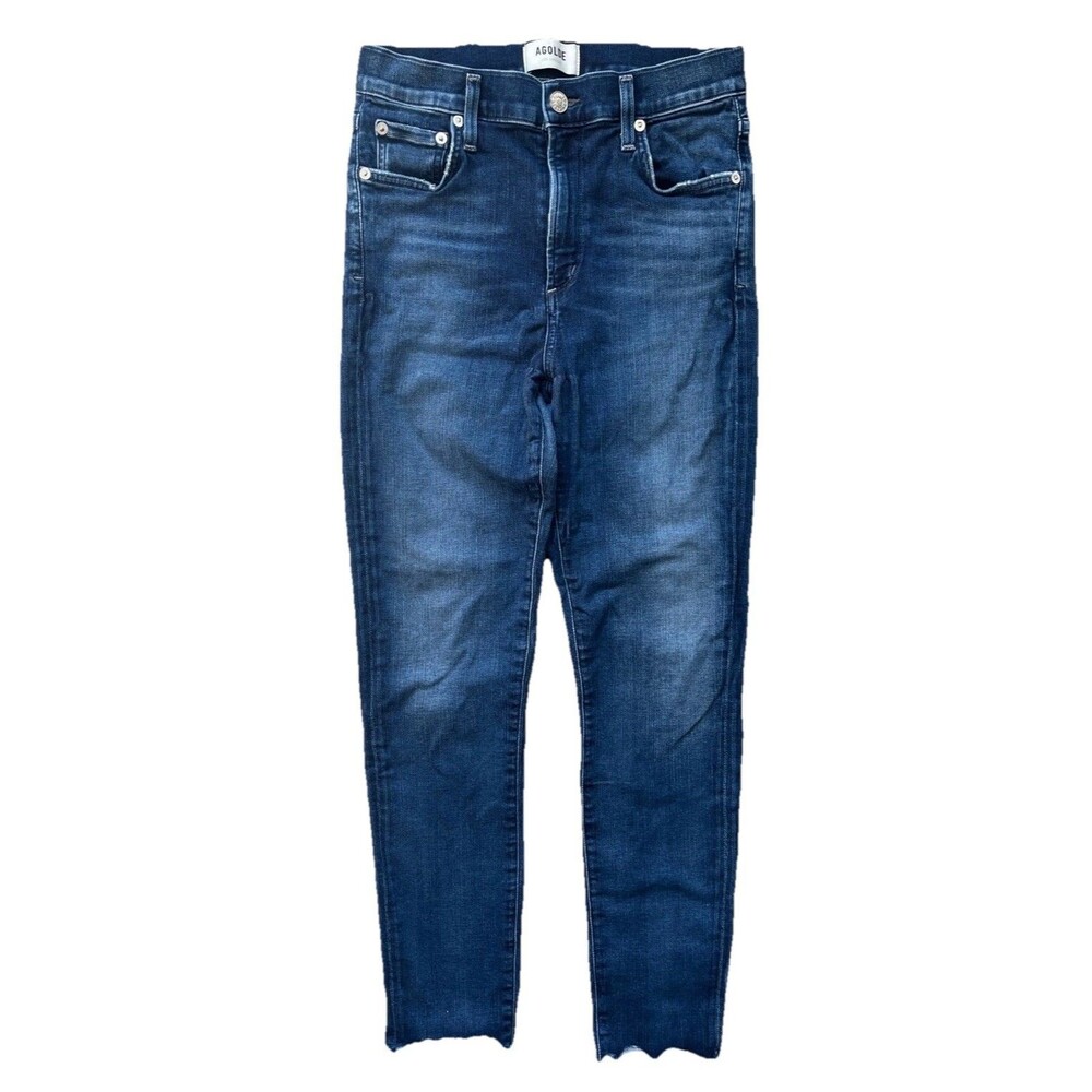 AGOLDE Sophie Crop Jeans Women's Size 27 Raw Hem Slim Jean Medium/Dark Wash